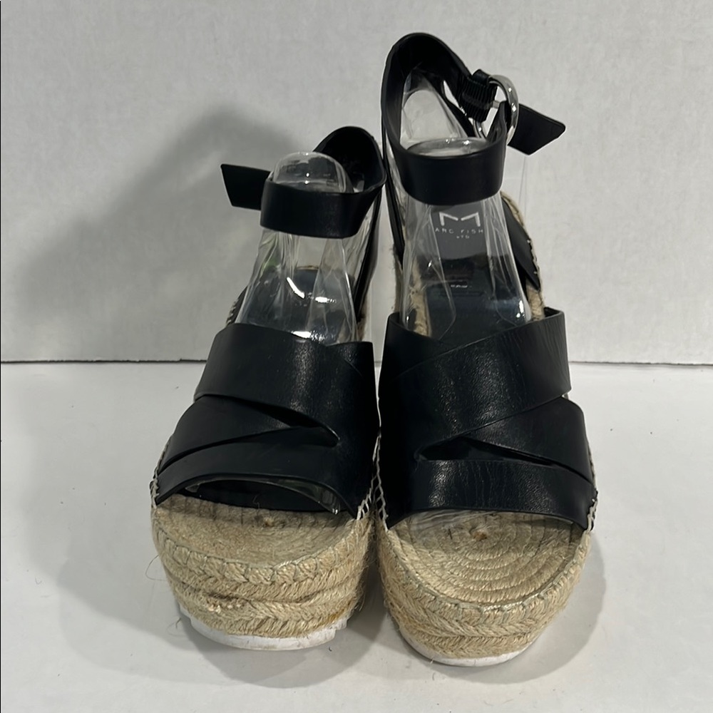 Marc Fisher Black Espadrille Wedge Sandals